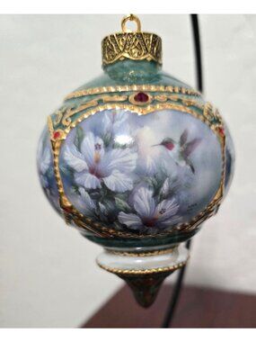 Bradford Editions Ruby Throated Hummingbird Porcelain Ornament 1998